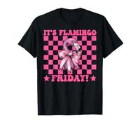 È Il Flamingo Friday! TGIF Flamingo Girl Mom Pink Coquette Maglietta