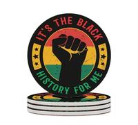 È il Mese della Storia Nera. Confezione da 4 sottobicchieri rotondi in ceramica, assorbenti, per bevande, per tavoli, proteggono