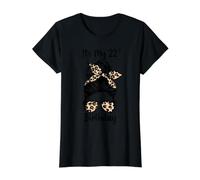 È Il Mio 22esimo Compleanno Buon 22 Anni Messy Bun Leopard Maglietta con Stampa Grafica Economica, Donna, Nero, M