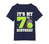 È Il Mio 7° Compleanno a Tema Tennis 7 Anni Festa Bambini Maglietta, Donna Plus-Size, Navy, 5X