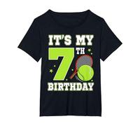 È Il Mio 7° Compleanno a Tema Tennis 7 Anni Festa Bambini Maglietta, Donna Plus-Size, Nero, 1X