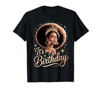 È Il Mio Compleanno Black Queen Crown Afro Diva Women Maglietta
