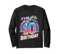 È Il Mio decimo Compleanno Dinosaur Roaring 70s 80s Maglia a Manica