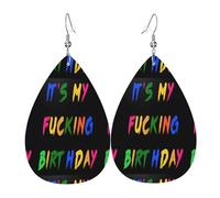 È il mio fottuto compleanno. Orecchini in pelle, decorazione per abbigliamento, adatti per feste, festività e vita quotidiana.