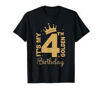 È Il Mio Quarto Compleanno d'oro 4 Anni Bday Kids Nati 2021 Maglietta
