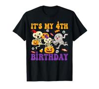 È Il Mio Quarto Compleanno Skeleton 4 Anni Halloween Day Bambini Maglietta
