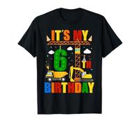 È il mio sesto compleanno Escavatore edile Birthday Boys Maglietta