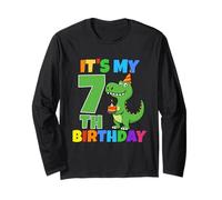 È Il Mio settimo Compleanno Dinosauro T-Rex Bambino di 7 Anni Divertente Maglia a Manica
