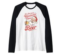 È Il Momento più Meraviglioso per Una Birra Divertente Babbo Natale Bere Maglia con Maniche Raglan