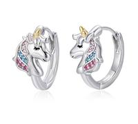 E Inhorn Orecchini per bambini, in argento sterling 925, piccoli orecchini a cerchio, gioielli di compleanno per ragazze e donne