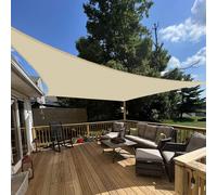 E&K Sunrise 8' x 8' Sun Shade Sail Rectangle Canopy Shade Cover UV Block for Patio Backyard Garden Outdoor (Beige)