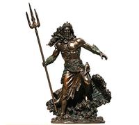 e-katastima Poseidone - Statuetta greca del dio del mare Nettuno, finitura bronzo, 20 cm, in resina marrone, altezza (senza tridente): 20,5 cm