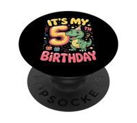 È la festa dei dinosauri per il mio quinto compleanno PopSockets PopGrip Adesivo