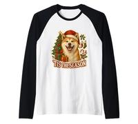 È la Stagione del Cane Akita, Buon Albero di Natale, Mamma, papà, Genitore Maglia con Maniche Raglan