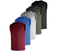 E-LIINJOYE Canotte da uomo da 3 e 5 pezzi Dry Fit Quick Dry Tech Performance senza maniche da corsa in rete per sport, palestra, bodybuilding, nero/grigio chiaro/blu/rosso/verde militare, XXL