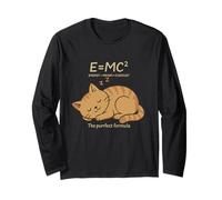 E = MC² Cat Meows Cuddles Formula Kitty Fisica Giochi di Parole Nerd Maglia a Manica