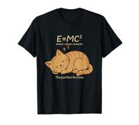 E = MC² Cat Meows Cuddles Formula Kitty Fisica Giochi di Parole Nerd Maglietta