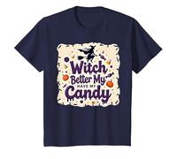 È Meglio Che la Strega di Halloween Si diverta con i Miei dolcetti o scherzetti Maglietta, Bambini, Navy, 10 Anni
