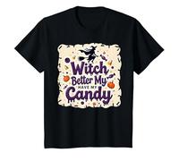 È Meglio Che la Strega di Halloween Si diverta con i Miei dolcetti o scherzetti Maglietta, Bambini, Nero, 8 Anni