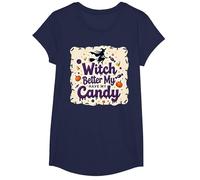 È Meglio Che la Strega di Halloween Si diverta con i Miei dolcetti o scherzetti Maglietta, Ragazze, Navy, L