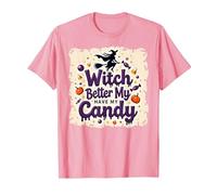 È Meglio Che la Strega di Halloween Si diverta con i Miei dolcetti o scherzetti Maglietta, Uomo, Rosa, M