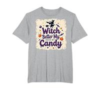 È Meglio Che la Strega di Halloween Si diverta con i Miei dolcetti o scherzetti Maglietta, Uomo Taglie Grandi, Grigio Melange, 5X Tall