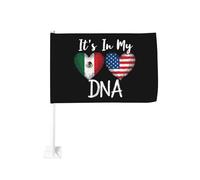 È nel mio DNA, bandiere a forma di cuore del Messico e degli Stati Uniti, clip per finestrino per auto, protezione solare, decorazione, striscione bifacciale da 12x18 pollici per camion.