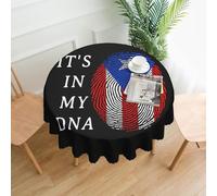 È nella mia tovaglia rotonda Puerto Rico da 60 pollici, impermeabile, resistente agli schizzi, antirughe, per tavolo da cucina, per interni ed esterni, decorazione per ristoranti