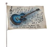 "E nella musica vado a perdere la testa e a trovare la mia anima" 2x3 piedi, resistente striscione decorativo per esterni, bandiere di benvenuto per patio, bandiere primaverili per cortile