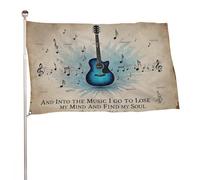 "E nella musica vado a perdere la testa e a trovare la mia anima" 2x3 piedi, resistente striscione decorativo per esterni, bandiere di benvenuto per patio, bandiere primaverili per cortile