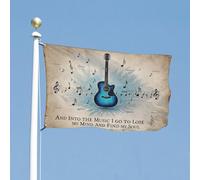 "E nella musica vado a perdere la testa e a trovare la mia anima" 4x6 piedi, resistente striscione decorativo per esterni, bandiere di benvenuto per patio, bandiere primaverili per cortile