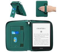 E NET-CASE Custodia per Kindle Paperwhite di 12a generazione 2024 (7") e Kindle Colorsoft Signature Edition 2024 (7"), design a cartella, custodia portatile con cerniera e portapenne,verde
