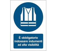 È obbligatorio indossare indumenti ad alta visibilità - CARTELLO SEGNALETICO ISO 7010 in Adesivo Resistente, Pannello in Forex o Pannello In Alluminio (PANNELLO IN FOREX 20X31 CM)
