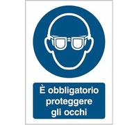 È obbligatorio proteggere gli occhi - CARTELLO SEGNALETICO ISO 7010 in Adesivo Resistente, Pannello in Forex o Pannello In Alluminio (ADESIVO 20X31 CM)