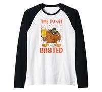 È Ora di farsi Bere Birra Divertente Ringraziamento Tacchino Maglia con Maniche Raglan