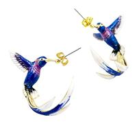 E per le feste, indossate orecchini a forma di colibrì in lega robusta con finitura smaltata, accessori per un look alla moda, gioielli che attirano l'attenzione, Einheitsgröße, come descritto, come