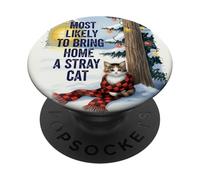 È più probabile che porti a casa un gatto randagio inverno PopSockets PopGrip Adesivo