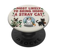 È più probabile che porti a casa un salvataggio natalizio di un gatto randagio PopSockets PopGrip Adesivo