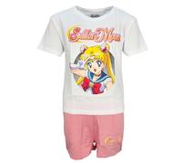 E plus M Anime Sailor Moon Set Pigiama Bambina - Manica Corta Pigiama con Pantaloncini - Taglie 134-164, bianco, 134-140