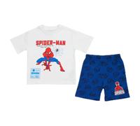 E plus M Marvel Spiderman - Set estivo da ragazzo, maglietta a maniche corte e pantaloni, colore blu e rosso, 100% cotone, taglia 98-128, Blu, 110
