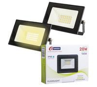 E-QUICKLY faretti LED da esterno - 20W, potente proiettore da 1600 lumen, faretto led da esterno con luce bianca naturale 4000K, faro LED grado di impermeabilità IP65, faretti da giardino 220V, 2 PZ