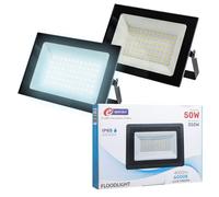 E-QUICKLY faretti LED da esterno - 50W, potente proiettore da 4000 lumen, faretto LED con luce bianca fredda 6000K, faro LED con grado di impermeabilità IP65, connessione 220V, 2 PZ