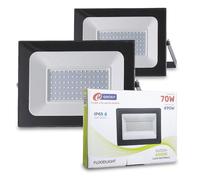 E-QUICKLY faretti LED da esterno - 70W, potente proiettore da 5600 lumen, faretto led da esterno con luce bianca naturale 4000K, faro LED grado di impermeabilità IP65, faretti da giardino 220V, 2 PZ
