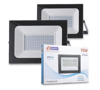 E-QUICKLY faretti LED da esterno - 70W, potente proiettore da 5600 lumen, faretto led da esterno con luce bianca fredda 6000K, faro LED grado di impermeabilità IP65, faretti da giardino 220V, 2 PZ