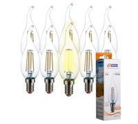 E-QUICKLY lampadine led e14 luce calda - 5w equivalenti 45w, luce led 3000k, lampadine e14 a fiamma, lampadina attacco piccolo, 500 lumen, lampadina led e14 vintage, led filamento, 10PZ