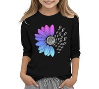 e ragazze Casual Solid Color Girocollo Sette polsino T Shirt Top 3 13 anni Baby Bio Abbigliamento, Nero , 8-9 Jahre