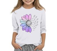 e ragazze Casual Solid Color Girocollo Sette Polso T Shirt Top 3 13 anni Maglietta Per Ragazze Adolescenti, bianco, 12-13 Jahre