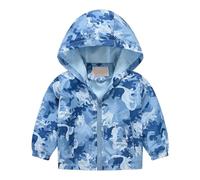 e ragazze primavera e inverno casual vento stampa leggera giacca con cappuccio 4 5 anno, Azzurro, 12-18 Monate