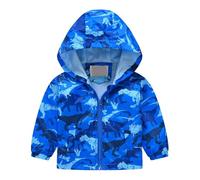 e ragazze primavera e inverno casual vento stampa leggera giacca con cappuccio 4 5 anno, Blu, 3-4 Jahre