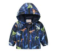 e ragazze primavera e inverno casual vento stampa leggera giacca con cappuccio 4 5 anno, Blu scuro, 18-24 Monate